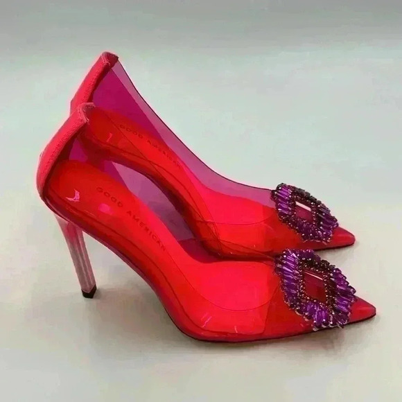 Good American Shoes - 🆕 w/box Good American Cinder-f**cking Rella pumps hot pink /purple heels…